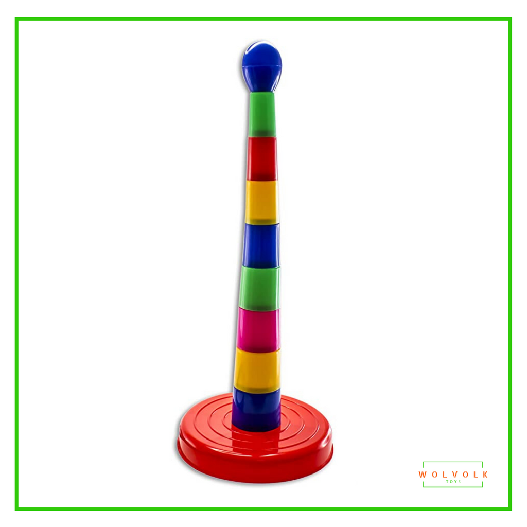 WolVolk 18 inch Brightly Colorful Quoits Ring Toss Game Set for Kids