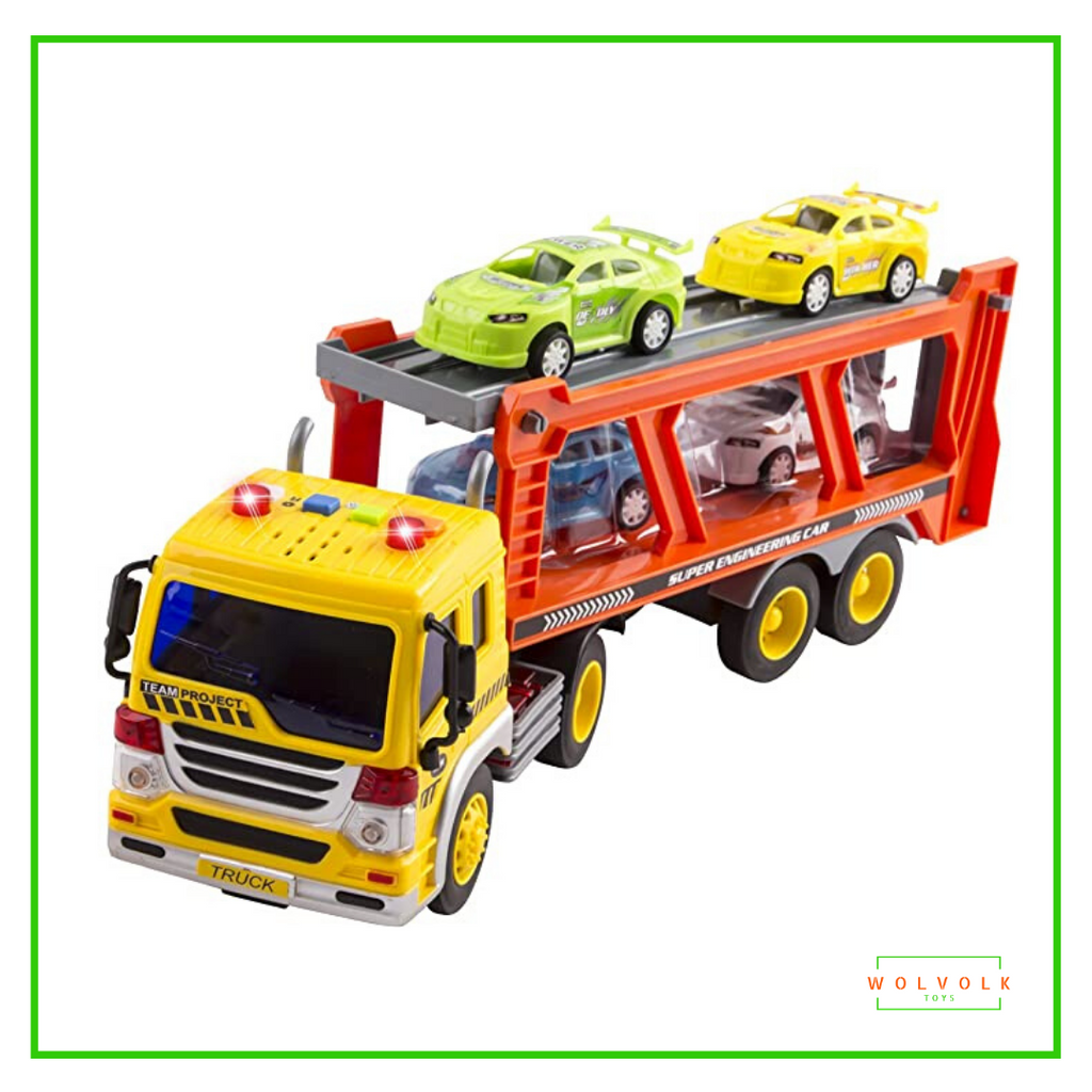 WolVolk Friction Powered Transport Car Carrier Truck Toy